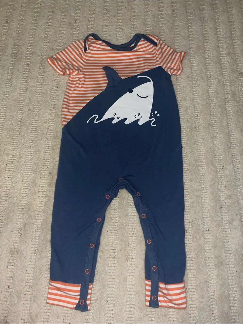 Cat & Jack Navy and Orange Shark Graphic One-Piece